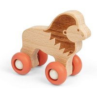 Bigjigs Toys Jungle Animal on Wheels (Lion) - Mini Wooden Push Along Animals