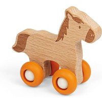 Bigjigs Toys Farm Animal on Wheels (Horse) - Mini Wooden Push Along Animals