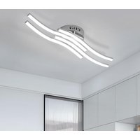 24W Modern 4 Light Corrugated LED Ceiling Light Cool Light 6000K Silver