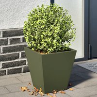 Berkfield Home Garden Planters Olive Green 2 pcs 30x30x30 cm Steel | Size: 30 x 30 x 30 cm