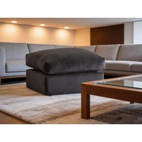 Furniture 786 Plush Fabric Footstool in Black