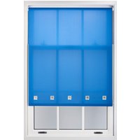 Furnished Daylight Roller Blind with Chrome Square Eyelets - Trimmable Window Shade in Blue | Size: 130 cm width x 210 cm drop