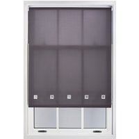 Furnished Daylight Roller Blind with Chrome Square Eyelets - Trimmable Window Shade in Dark Grey | Size: 110 cm width x 165 cm drop