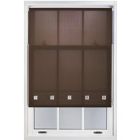 Furnished Daylight Roller Blind with Chrome Square Eyelets - Trimmable Window Shade in Chocolate | Size: 230 cm width x 210 cm drop