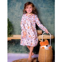 Fox In A Box Girl's Forest Friends Cotton Three Quarter Sleeved Nightie | Size: 10-11 Years