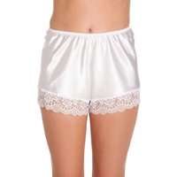 Lady Olga Women's English Made Satin Lace French Knicker in White | Size: 22-24