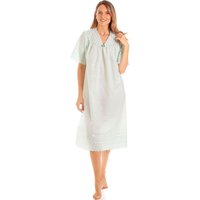 Lady Olga Women's British Made Embroidery Anglaise Cotton Mix V Neck Nightdress in Mint | Size: 14-16