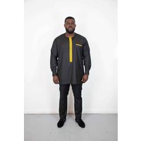 & Gold African Traditional Embroidery Shirt S M