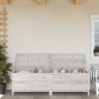 Berkfield Home Garden Storage Box White 198.5x50x56.5 cm Solid Wood Fir
