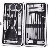 Dragodirect 19 in 1 Set Stainless Steel Manicure Pedicure Professional Nail clipper Kit in Black