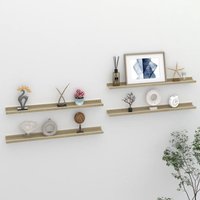 Berkfield Home Wall Shelves 4 pcs White & Sonoma Oak 80x9x3 cm | Size: 80 x 9 x 3 cm