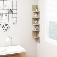 Berkfield Home Wall Corner Shelf Sonoma Oak 20x20x127.5 cm Engineered Wood in Brown