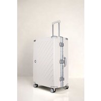 JLY Zipperless Polycarbonate Suitcase, Hard Shell, TSA Lock, 4 Wheels in White | Size: Small