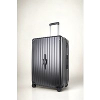 JLY Lightweight Hard Shell Suitcase with Cupholder & Waterproof Pocket in Black | Size: Small