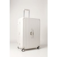 JLY Lightweight Hard Shell Suitcase with Cupholder & Waterproof Pocket in Off-White | Size: Medium