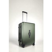JLY Lightweight Hard Shell Suitcase with Cupholder & Waterproof Pocket in Dark Green | Size: Medium