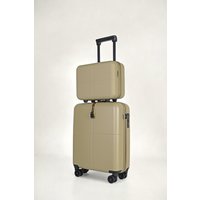 JLY Premium 100% Makrolon PC 2 PCS Suitcase Set | Vanity + Cabin Luggage in Olive | Size: 2 Pack