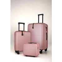 JLY 3 Piece Suitcase Set | Vanity Case + Cabin + Expandable Large Luggage in Light Pink | Size: 3 Pack