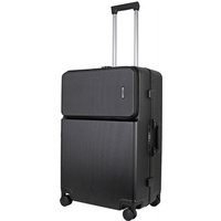 JLY Medium Suitcase 24' Inch Hard Shell Checked Luggage - Lightweight, Durable with Built-in Cupholder, TSA Lock, Dual Spinner Wheels in Black