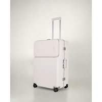 JLY Medium Suitcase 24' Inch Hard Shell Checked Luggage - Lightweight, Durable with Built-in Cupholder, TSA Lock, Dual Spinner Wheels in White