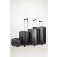 JLY 4 Piece Suitcase Set: Vanity, Carry-On, Medium & Large with Cupholder in Black | Size: 4 Pack