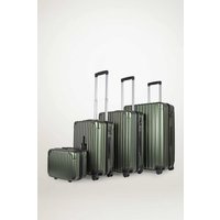 JLY 4 Piece Suitcase Set: Vanity, Carry-On, Medium & Large with Cupholder in Dark Green | Size: 4 Pack