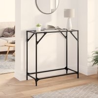 Berkfield Home Console Table with Transparent Glass Top 80x35x81 cm Steel in Brown | Size: 80 x 35 x 81 cm