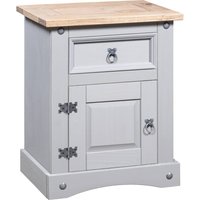 Berkfield Home Bedside Cabinet Mexican Pine Corona Range Grey 53x39x66 cm | Size: 53 x 39 x 66 cm