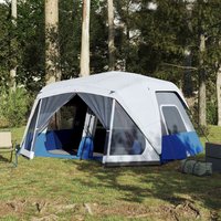 Berkfield Home Family Tent with LED 10-Person Light Blue Quick Release