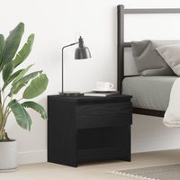 Berkfield Home Black Oak Nightstand 40x30x39 cm Made from Engineered Wood | Size: 40 x 30 x 39 cm