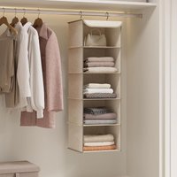 SONGMICS Vertical Closet Organizer Hanging Storage Collapsible Shelves in Light Brown