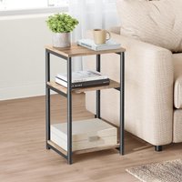 VASAGLE 3-Tier Sofa Side Table End Table Steel Frame Industrial Office in Camel