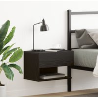 Berkfield Home Wall-Mounted Nightstand in Black Oak with Engineered Wood