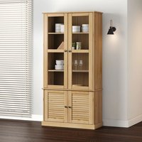 Berkfield Home Glass Display Cabinet VIGO 85x35x170 cm Solid Wood Pine in Brown | Size: 85 x 35 x 170 cm