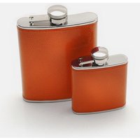 Silver Editions Travelling Bright Hip Flasks available in 2.5oz & 6oz sizes in Burnt Orange | Size: Large