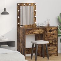 Berkfield Home Dressing Table with LED Lights Smoked Oak 50x41x135 cm in Brown | Size: 50 x 41 x 135 cm