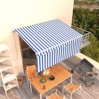 Berkfield Home Manual Retractable Awning with Blind 3.5x2.5m Blue&White in Blue
