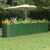 Berkfield Home Garden Raised Bed Powder-coated Steel 332x40x68 cm Green | Size: 332 x 40 x 68 cm