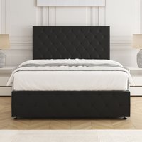 BSSPOKE Mulberry Divan Bed Plush 24"Headboard & Footboard Mattress No Drawers in Black | Size: Single