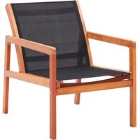 Berkfield Home Garden Lounge Chair Black Solid Eucalyptus Wood & Textilene