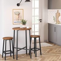 VASAGLE Set of 2 Kitchen Bar Stools with Footrest & Metal Frame in Brown
