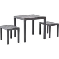 Berkfield Home Garden Table with 2 Benches Plastic Brown