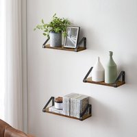 VASAGLE 3 Pieces Wall Shelves Floating Shelf Display Shelf Organising Rack in Brown