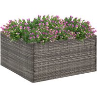 Berkfield Home Garden Planter Grey 80x80x40 cm Poly Rattan | Size: 80 x 80 x 40 cm