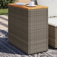 Berkfield Home Garden Side Table with Wooden Top Grey 58x27.5x55 cm Poly Rattan