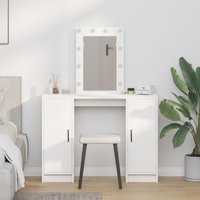 Berkfield Home Dressing Table with LED Lights White 102x33x135 cm | Size: 102 x 33 x 135 cm