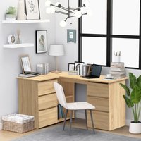 Berkfield Home Corner Desk Sonoma Oak 145x100x76 cm Engineered Wood in Brown | Size: 145 x 100 x 76 cm