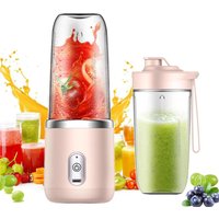 Dyzi Portable Blender Dual Cups 13.4oz Fruits & Vegetable Juicer in Light Pink