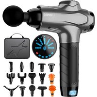 Dyzi Massage Gun Deep Tissue LCD Touch 7 Speed Cordless Handheld 12 Heads in Grey