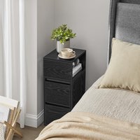 VASAGLE Slim Narrow Bedside Table Drawers Flexible Open Compartment Small in Black